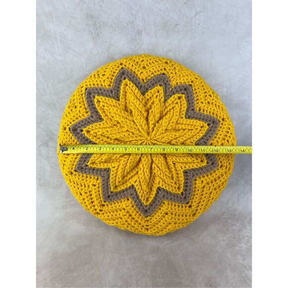 Vintage Mod Afghan Crochet Pillow 1970s - Picture 5 of 5